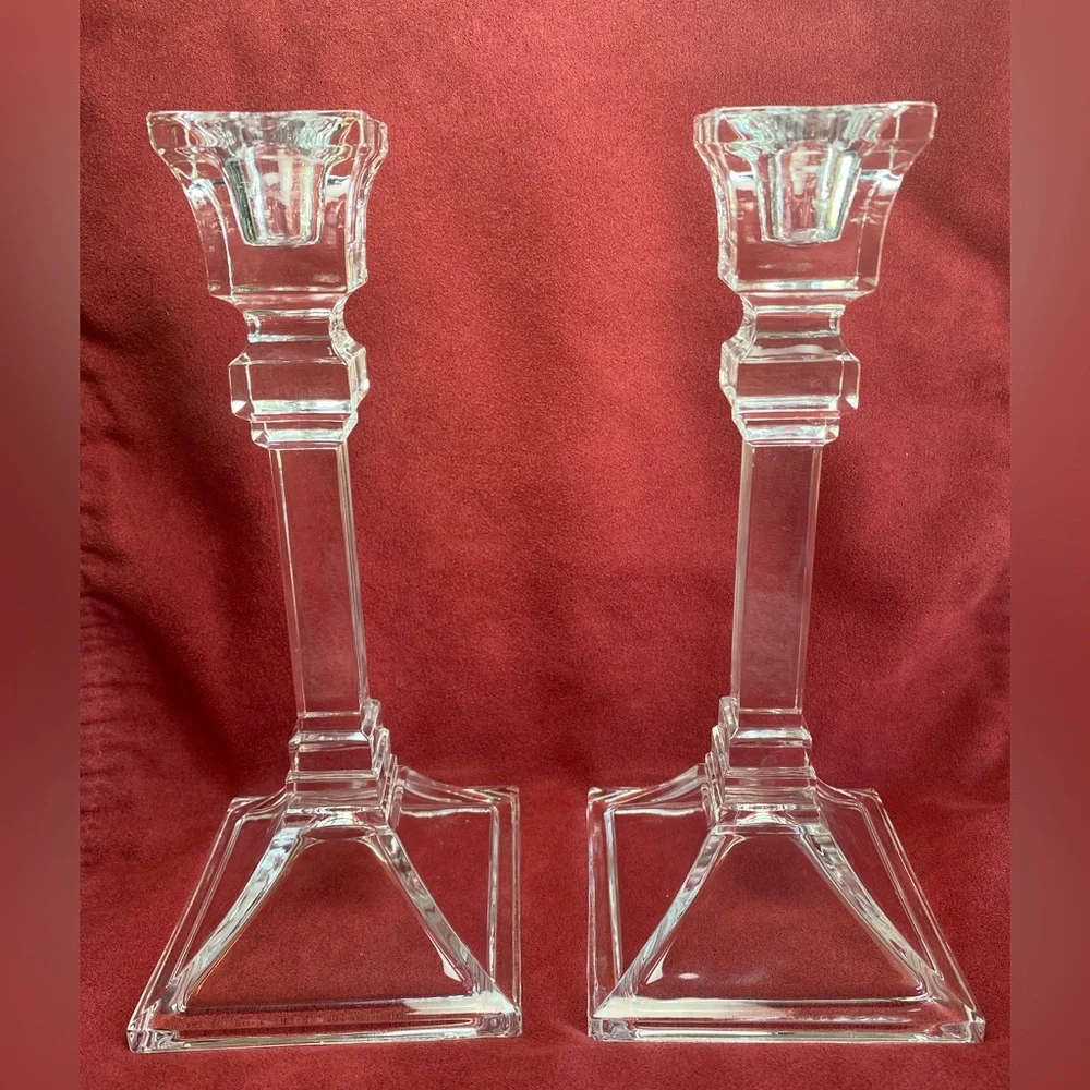 Pair of Glass Candlestick Holders